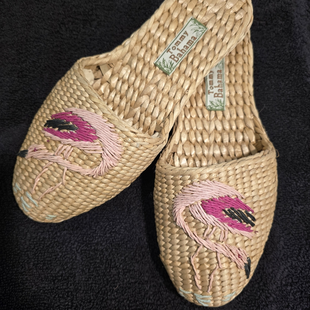 Tommy Bahama Pink Flamingo Woven Slip-On Mules